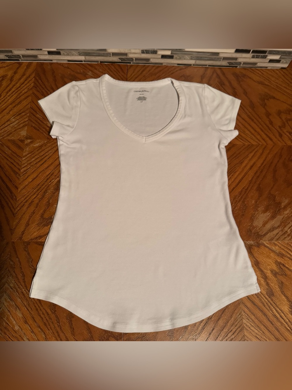Cynthia Rowley White Pima Cotton Blend Scoop Neck Tee S